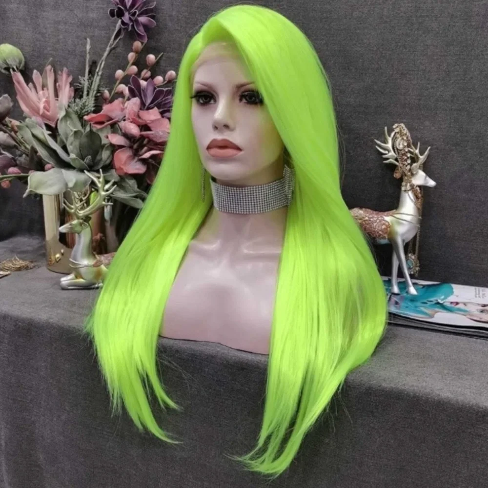 22” Neon Green Straight Lace Front Wig *NEW*